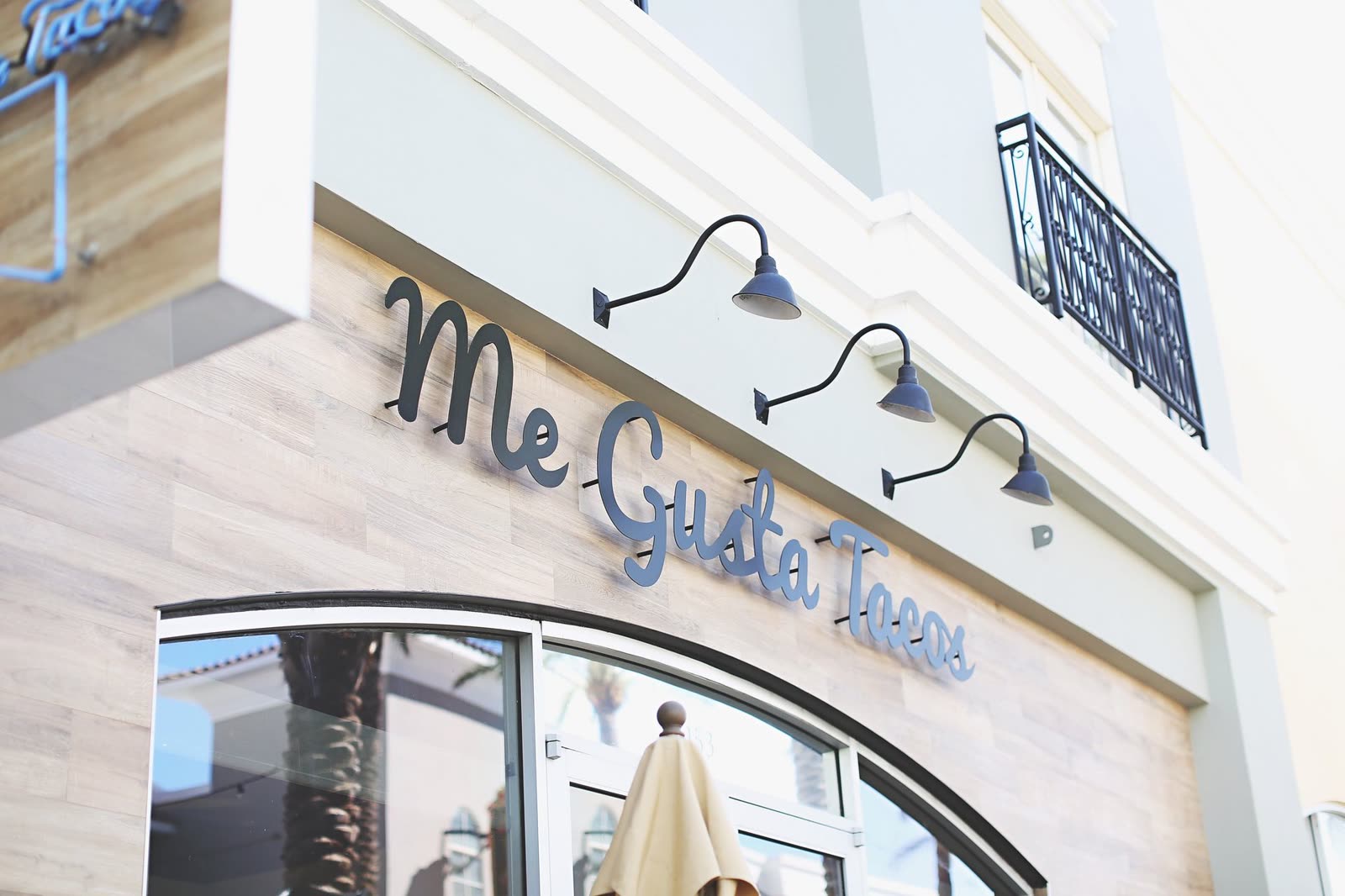 Signage and shopfront of the Me Gusta Tacos restaurant